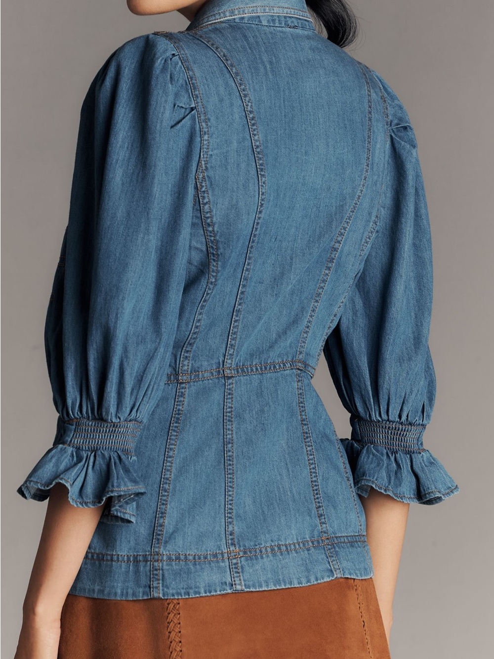EUC Anthropologie Light Blue Denim shirt - Small - Picture 2 of 5